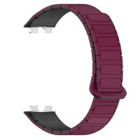 eses Silikonový magnetický řemínek pro Huawei Band 8, 9, 10 - Vínový