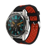 eses Silikonový dírkovaný řemínek - Černo červený, 22 mm