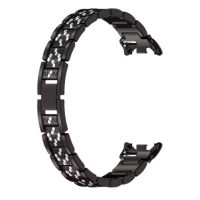eses Kovový řemínek s kamínky pro Xiaomi Smart Band 8, 9 a 10 - Černý