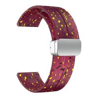 eses Silikonový řemínek s magnetickou přezkou 22 mm - Vzorovaný Art, vínový