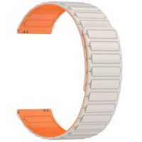 eses Magnetický silikonový řemínek - Bílo oranžový, 22 mm