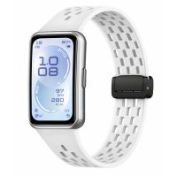 eses Silikonový dírkovaný řemínek s magnetickou přezkou pro Huawei Band 11 a Huawei Band 11 Pro - Bílý