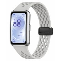 eses Silikonový dírkovaný řemínek s magnetickou přezkou pro Huawei Band 11 a Huawei Band 11 Pro - Světle šedý