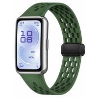eses Silikonový dírkovaný řemínek s magnetickou přezkou pro Huawei Band 11 a Huawei Band 11 Pro - Zelený