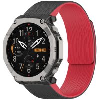 eses Silikonový magnetický řemínek pro Amazfit T-Rex Ultra 2 - Černo červený