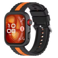 eses Silikonový řemínek s proužkem pro Huawei Watch Fit 3, 4, 4 Pro, 5 a 5 Pro - Černo oranžový