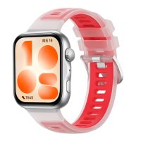 eses Silikonový sportovní řemínek pro Huawei Watch Fit 3, 4, 4 Pro, 5 a 5 Pro - Červený, transparentní