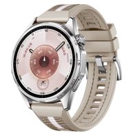 eses Silikonový řemínek s bílým proužkem - Béžový, 22 mm