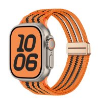 eses Nylonový řemínek pro Apple Watch s průsvitnými proužky - Oranžový 42mm, 44mm, 45mm, 49mm