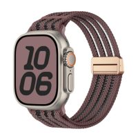 eses Nylonový řemínek pro Apple Watch s průsvitnými proužky - Fialový 42mm, 44mm, 45mm, 49mm