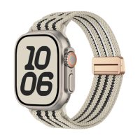 eses Nylonový řemínek pro Apple Watch s průsvitnými proužky - Béžový 42mm, 44mm, 45mm, 49mm