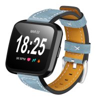 eses Kožený řemínek pro Fitbit Versa - Modrý