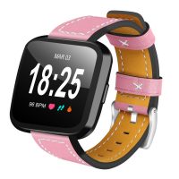 eses Kožený řemínek pro Fitbit Versa - Růžový