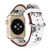 eses kožený květinový řemínek pro Apple Watch bílý/šedý 38mm/40mm/41mm