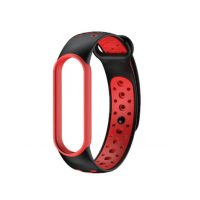 eses Náramek dírkovaný pro Xiaomi Mi Band 5, Mi Band 6 a Amazfit Band 5 - Černo červený