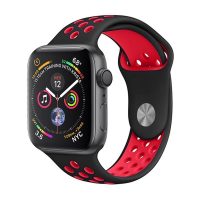 eses Silikonový řemínek pro Apple Watch - Černo červený, S, M, L - 38mm, 40mm, 41mm