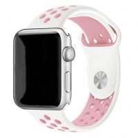 eses Silikonový řemínek pro Apple Watch - Bílo růžový, S/M/L, 38mm/40mm/41mm