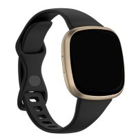 eses Silikonový řemínek pro Fitbit Versa 3 a 4, Sense 1 a 2 - Velikost S, černý