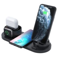 Nabíjecí stojánek 6v1 pro iPhone, Apple Watch, AirPods a USB-C - černá