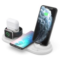 Nabíjecí stojánek pro iPhone, Apple Watch, AirPods s USB-C - Bílá, 6v1