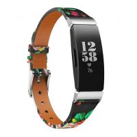 eses Kožený řemínek pro Fitbit Inspire 1, 2, HR, Ace 2 a 3 - Květinový barevný