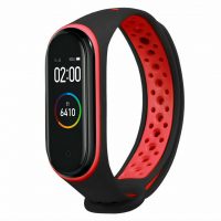 eses Náramek dírkovaný pro Xiaomi Mi Band 3 a Xiaomi Mi Band 4 - Černo červený