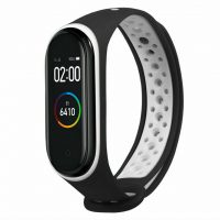 eses Náramek dírkovaný pro Xiaomi Mi Band 3 a Xiaomi Mi Band 4 - Černo bílý