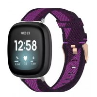 eses Tkaný řemínek pro Fitbit Versa 3 a 4, Sense 1 a 2 - Vzorovaný, fialovo černý