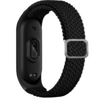 eses Tkaný elastický řemínek pro Xiaomi Mi Band 3, 4, 5 a 6 - Černý