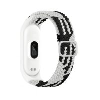 eses Tkaný elastický řemínek pro Xiaomi Mi Band 3, 4, 5 a 6 - Černo bílý