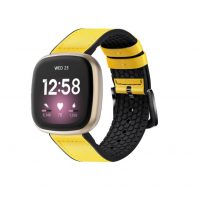 eses Sportovní kožený řemínek pro Fitbit Versa 3 a 4, Sense 1 a 2 - Žlutý