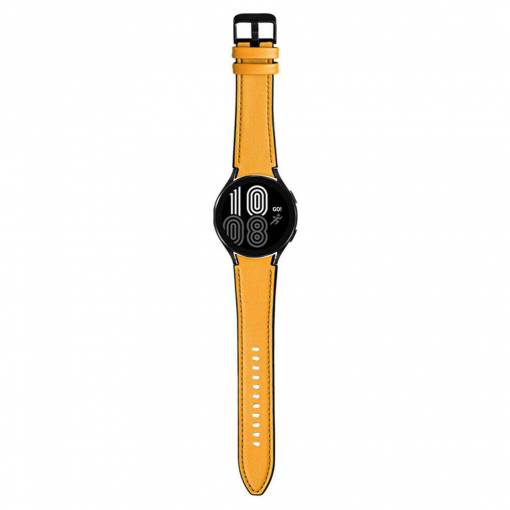 Foto - eses Sportovní kožený řemínek pro Samsung Galaxy Watch 4 a Watch 5 - Oranžovo žlutý, 20 mm