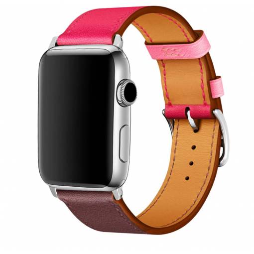 Foto - eses Kožený barevný řemínek pro Apple Watch - Růžovo vínový, 38mm/40mm/41mm