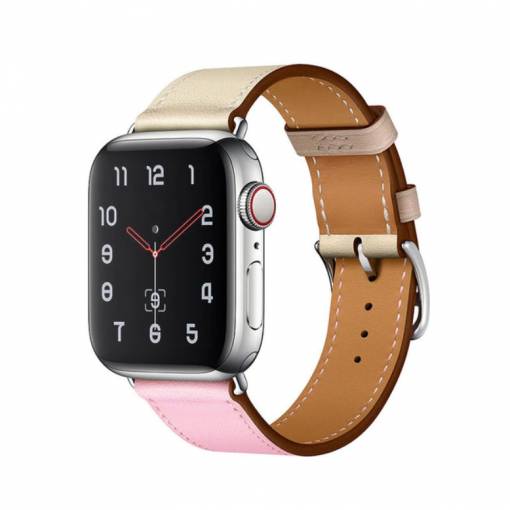 Foto - eses kožený vícebarevný řemínek pro Apple Watch béžovo-růžový 38mm/40mm/41mm