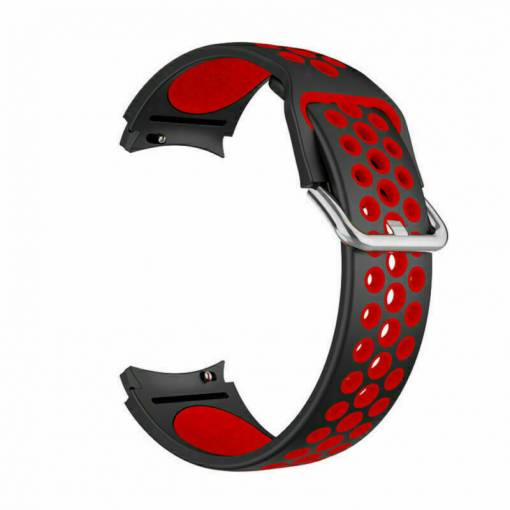 Foto - eses Silikonový dírkovaný řemínek pro Samsung Galaxy Watch 4, 5, 6, 7 - Černo červený, 20 mm