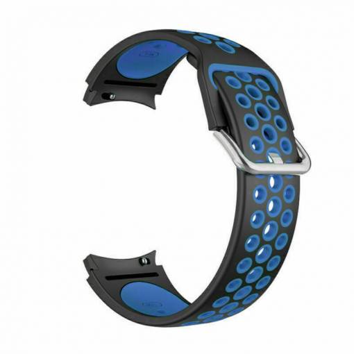Foto - eses Silikonový dírkovaný řemínek pro Samsung Galaxy Watch 4, 5, 6, 7 - Černo modrý, 20 mm