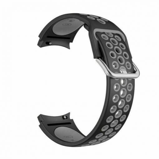 Foto - eses Silikonový dírkovaný řemínek pro Samsung Galaxy Watch 4, 5, 6, 7 - Černo šedý, 20 mm