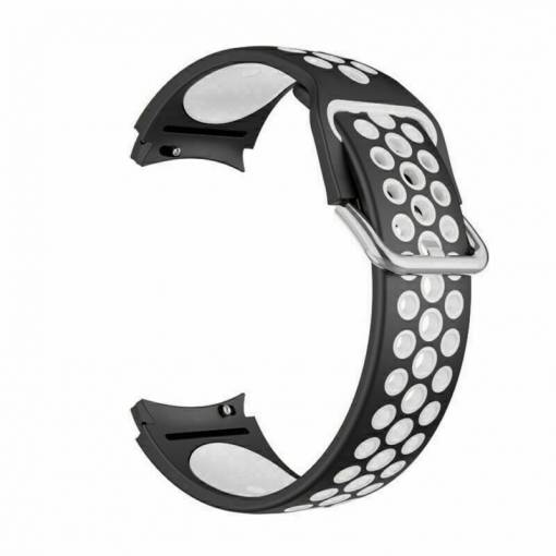 Foto - eses Silikonový dírkovaný řemínek pro Samsung Galaxy Watch 4, 5, 6, 7 - Černo bílý, 20 mm
