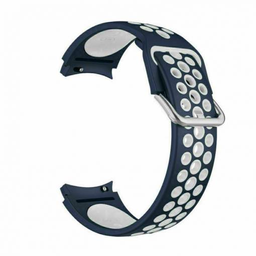 Foto - eses Silikonový dírkovaný řemínek pro Samsung Galaxy Watch 4 a Watch 5 - Modro bílý, 20 mm