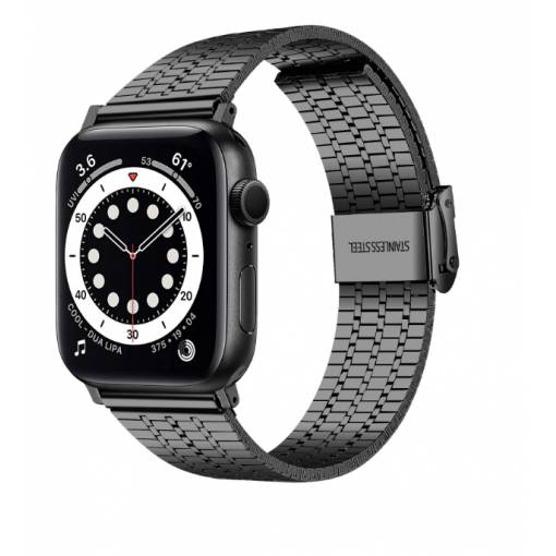 Foto - eses Kovový řemínek pro Apple Watch s trojitým proužkem - Černý 38mm, 40mm, 41mm