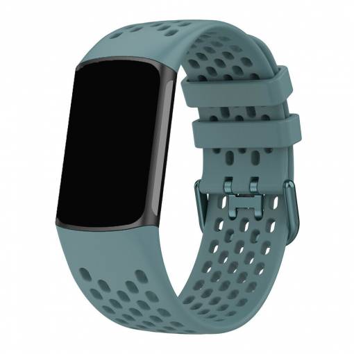 Foto - eses Silikonový řemínek dírkovaný pro Fitbit Charge 5 a 6 - Modro šedý