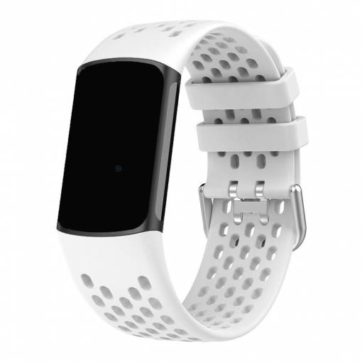 Foto - eses Silikonový řemínek dírkovaný bílý pro Fitbit Charge 5