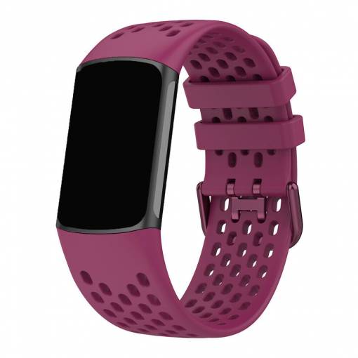 Foto - eses Silikonový řemínek dírkovaný pro Fitbit Charge 5 a 6 - Fialový