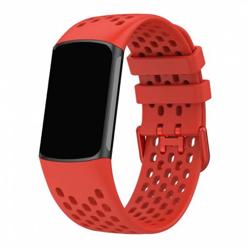 Foto - eses Silikonový řemínek dírkovaný červený pro Fitbit Charge 5