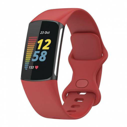 Foto - eses Silikonový řemínek červený velikost S pro Fitbit Charge 5