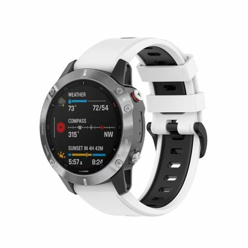 Foto - eses Silikonový řemínek pro Garmin - Bílo černý, QuickFit 20 mm