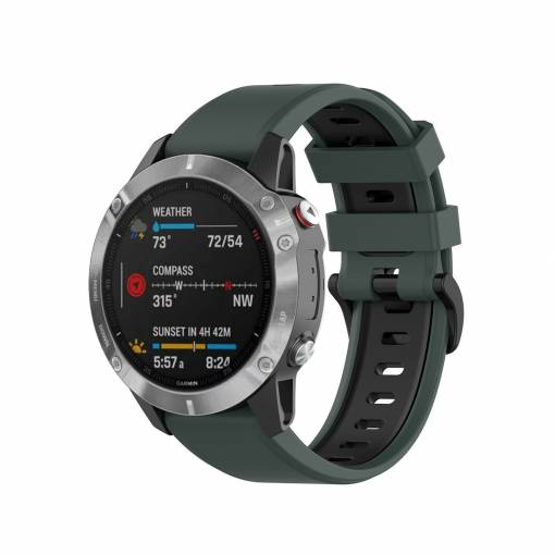 Foto - eses Silikonový řemínek pro Garmin - Tmavě zeleno černý, QuickFit 20 mm