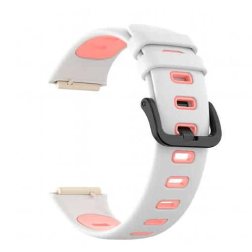 Foto - eses Silikonový sportovní řemínek pro Huawei Band 7 - Bílo růžový