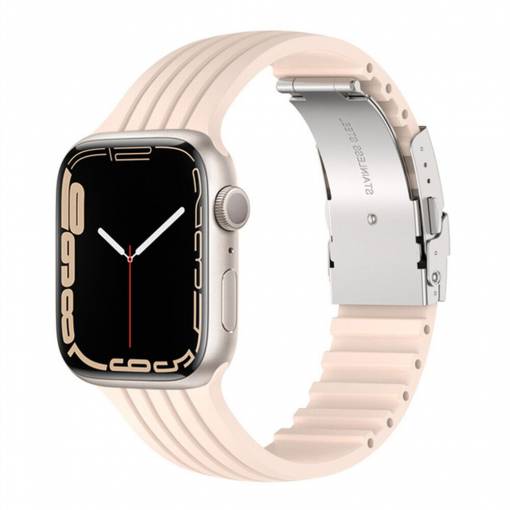 Foto - eses Silikonový řemínek pro Apple Watch s kovovou sponou - Růžový 38mm, 40mm, 41mm