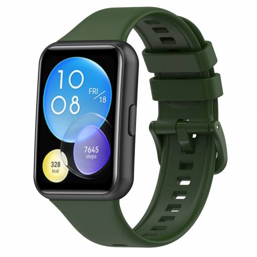 Foto - eses Silikonový řemínek pro Huawei watch fit 2 - Tmavě zelený